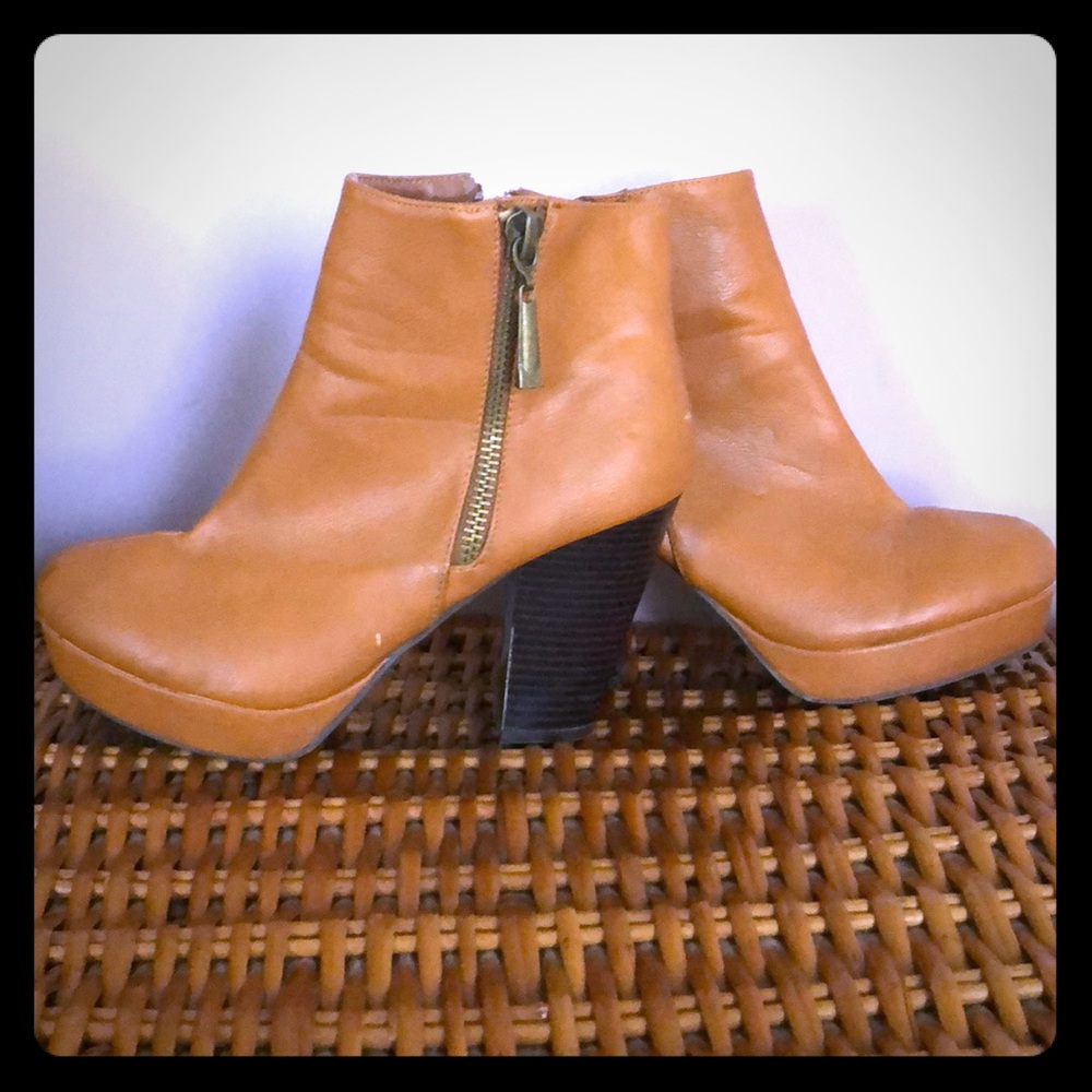 Cognac Platform Booties